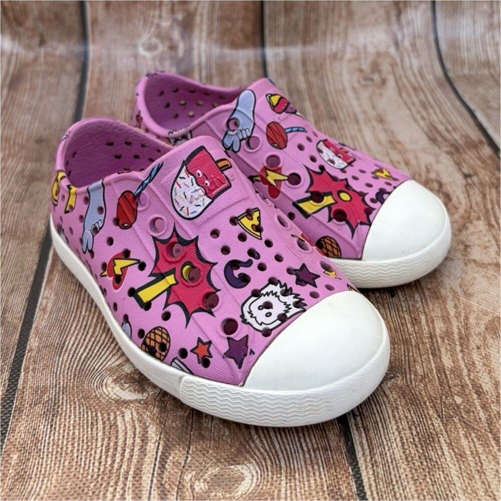 Native Jefferson Pink/Multicolor Graphic Print Slip-On Shoes Unisex Kids US 8